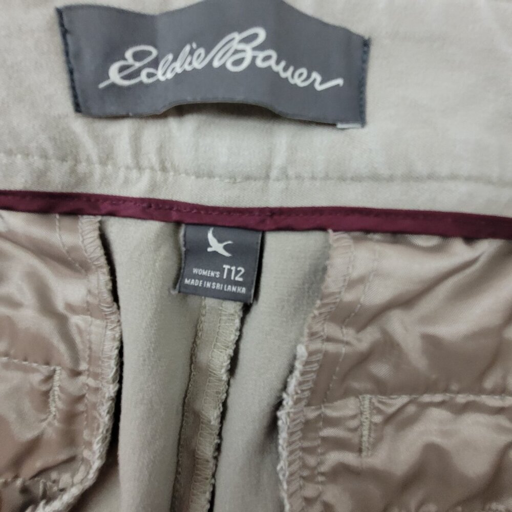 Eddie Bauer Pants Women's 12 TALL Khaki Tan Slightly Curvy Fit Cotton Twill - Picture 4 of 12